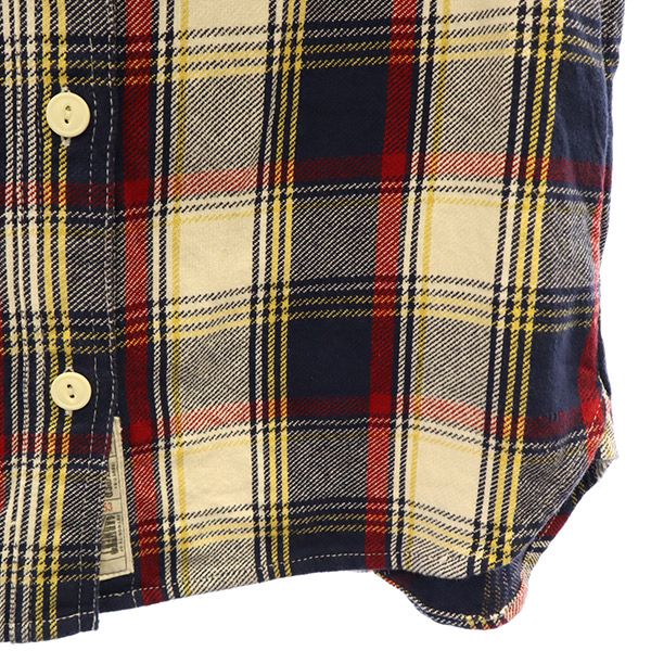 HOUSTON ヒューストン チェック柄 長袖 シャツ FREE ホワイト×ネイビーー レディース