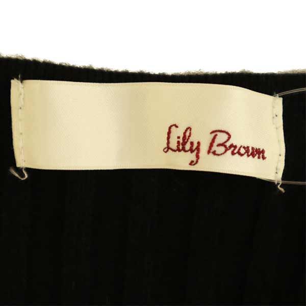 未使用 リリーブラウン ストライプ 長袖 ニット ロングワンピース Ｆ ブラック Lily Brown レディース