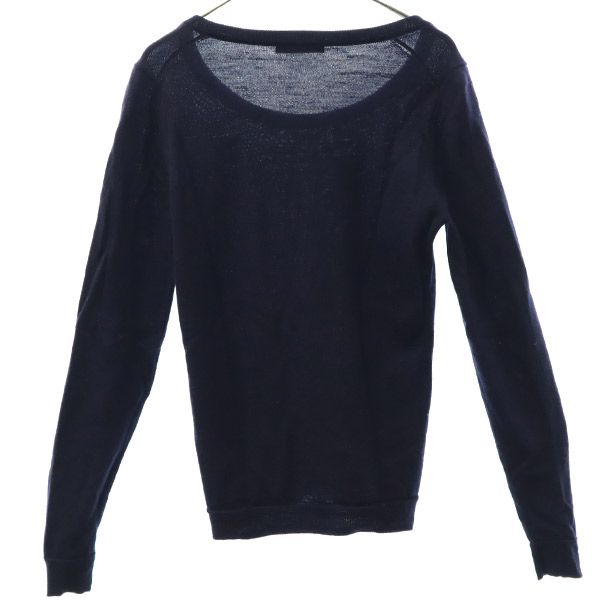 LACOSTE ラコステ ウール ワンポイントワッペン柄 長袖 ニット 34 ネイビー系 セーター レディース