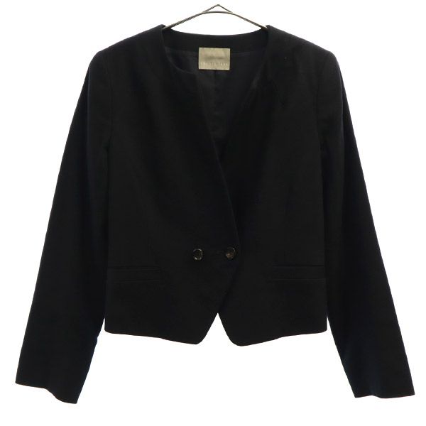 theory luxe セオリーリュクス ウールブレンド ノーカラージャケット 38 ネイビー レディース