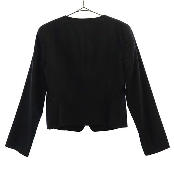 theory luxe セオリーリュクス ウールブレンド ノーカラージャケット 38 ネイビー レディース