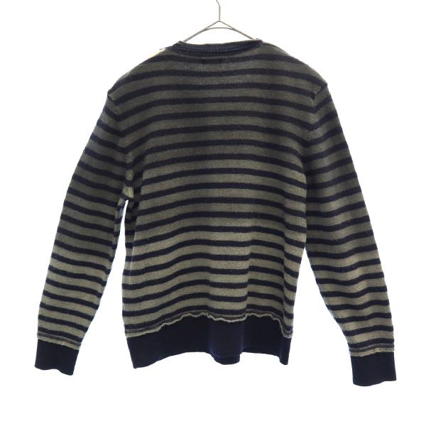 REPLAY リプレイ ウール ボーダー柄 長袖 セーター L グレー×ネイビー ニット メンズ