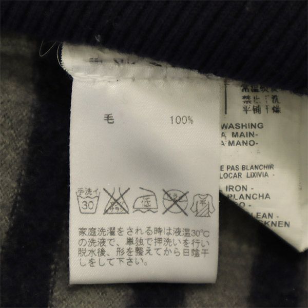 REPLAY リプレイ ウール ボーダー柄 長袖 セーター L グレー×ネイビー ニット メンズ