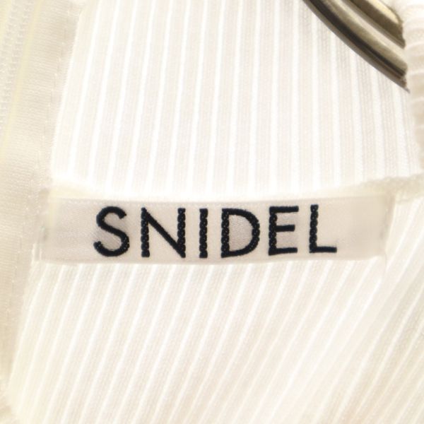 SNIDEL スナイデル リブニット切替 オールインワン 0 白×ベージュ ショート丈 レディース