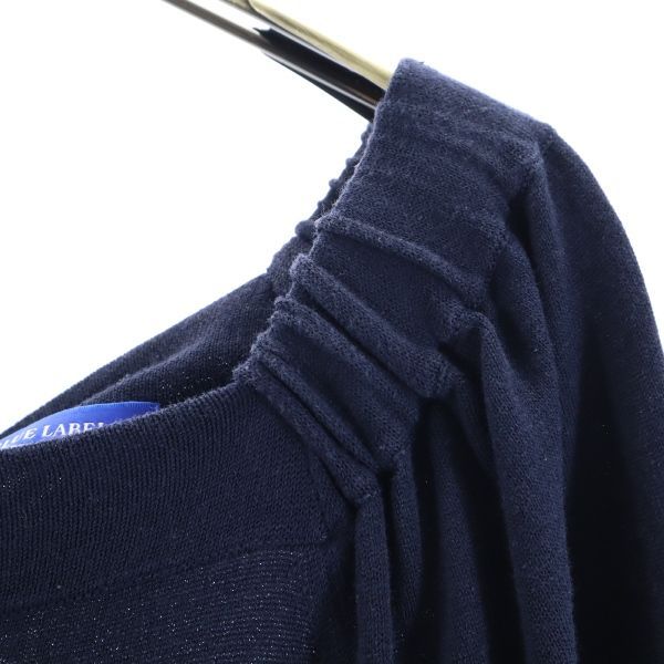 BLUE LABEL CRESTBRIDGE ブルーレーベルクレストブリッジ 三陽商会 花柄リボン 半袖 セーター 38 ネイビー ニット レディース