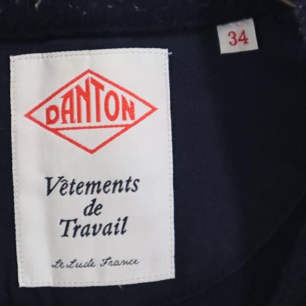 Danton ダントン ウールブレンド ロゴ刺繍 ジャケット 34 ネイビー レディース