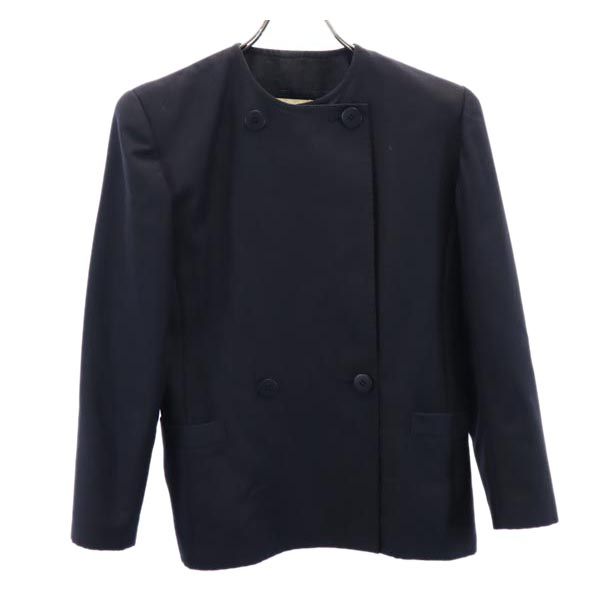 Pierre Cardin ピエールカルダン ウール ノーカラージャケット ブラック系 レディース