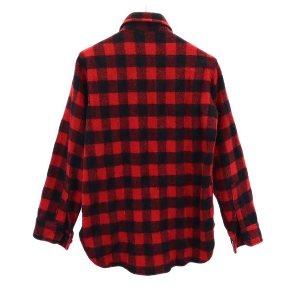 WOOLRICH ウールリッチ 70s ヴィンテージ ウールブレンド チェック柄 長袖 シャツ S 赤系 メンズ