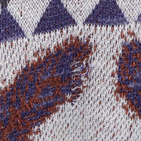 santa fe サンタフェ リネンブレンド 総柄 長袖 ニット 38 ホワイト系 薄手セーター メンズ