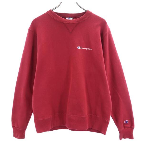 Champion チャンピオン 90s ロゴ刺繍 長袖 スウェット トレーナー M レッド 裏起毛 メンズ