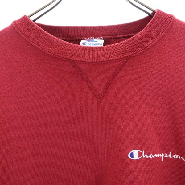 Champion チャンピオン 90s ロゴ刺繍 長袖 スウェット トレーナー M レッド 裏起毛 メンズ