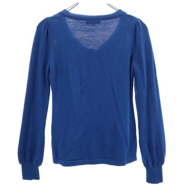 バーバリーブルーレーベル 三陽商会 ウール ロゴ刺繍 長袖 ニット カットソー 38 ブルー系 BURBERRY BLUE LABEL レディース