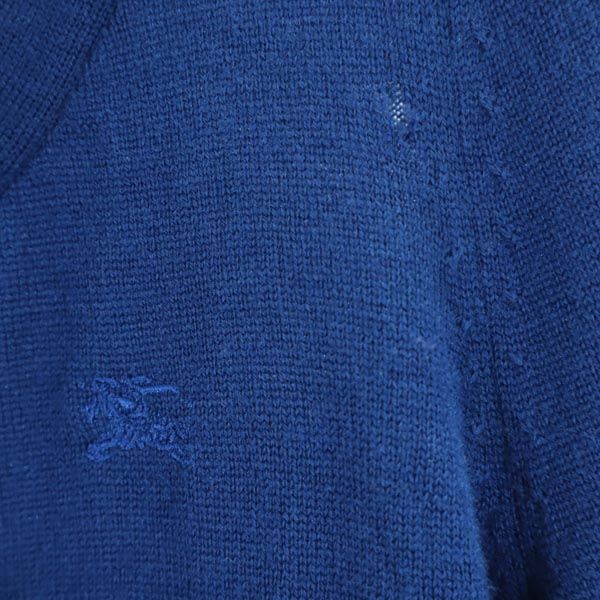 バーバリーブルーレーベル 三陽商会 ウール ロゴ刺繍 長袖 ニット カットソー 38 ブルー系 BURBERRY BLUE LABEL レディース