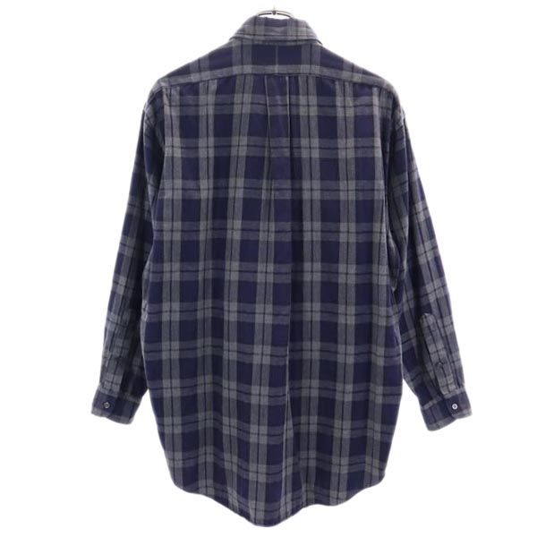 ラルフローレン チェック柄 ワンポイント刺繍 長袖 ボタンダウンシャツ M ネイビー系 RALPH LAUREN メンズ