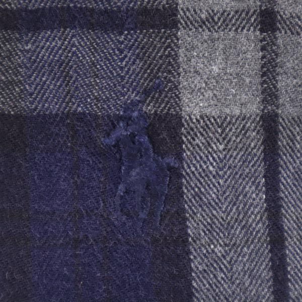 ラルフローレン チェック柄 ワンポイント刺繍 長袖 ボタンダウンシャツ M ネイビー系 RALPH LAUREN メンズ