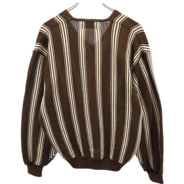 Arnold Palmer アーノルドパーマー ウールブレンド ストライプ柄 長袖 ニット L ブラウン系 セーター メンズ