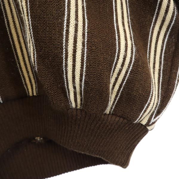 Arnold Palmer アーノルドパーマー ウールブレンド ストライプ柄 長袖 ニット L ブラウン系 セーター メンズ