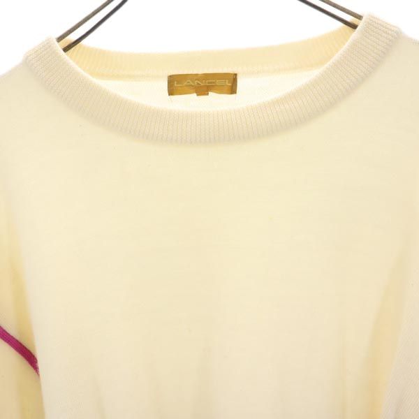 LANCEL ランセル 刺繍 長袖 デザイン ニット M アイボリー系 セーター レディース