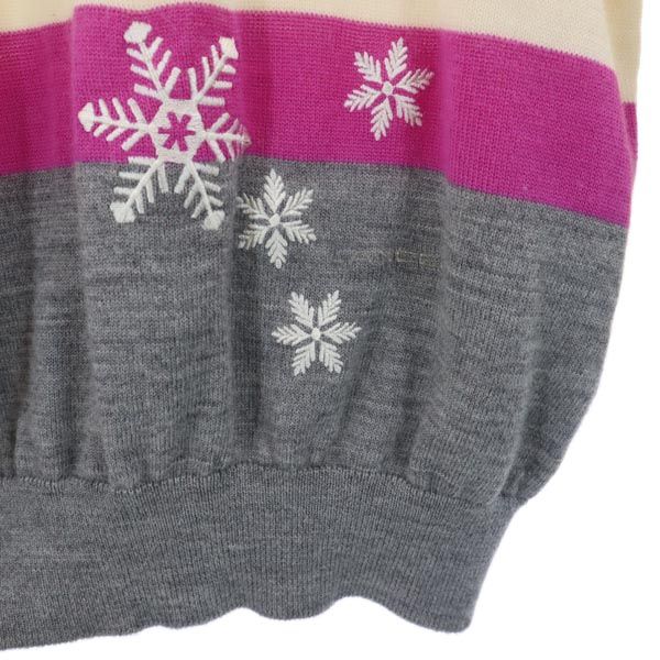 LANCEL ランセル 刺繍 長袖 デザイン ニット M アイボリー系 セーター レディース