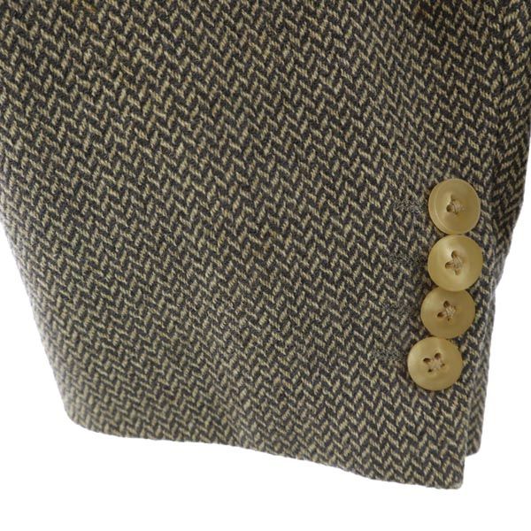 BURBERRY LONDON バーバリー ロンドン 三陽商会 カシミヤブレンド ヘリンボーン柄 テーラードジャケット AB7 グレー系 オールド メンズ