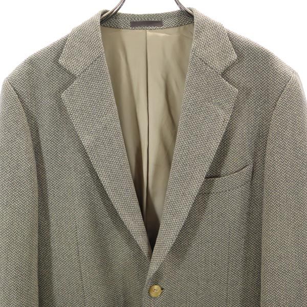 BURBERRY LONDON バーバリー ロンドン 三陽商会 カシミヤブレンド ヘリンボーン柄 テーラードジャケット AB7 グレー系 オールド メンズ