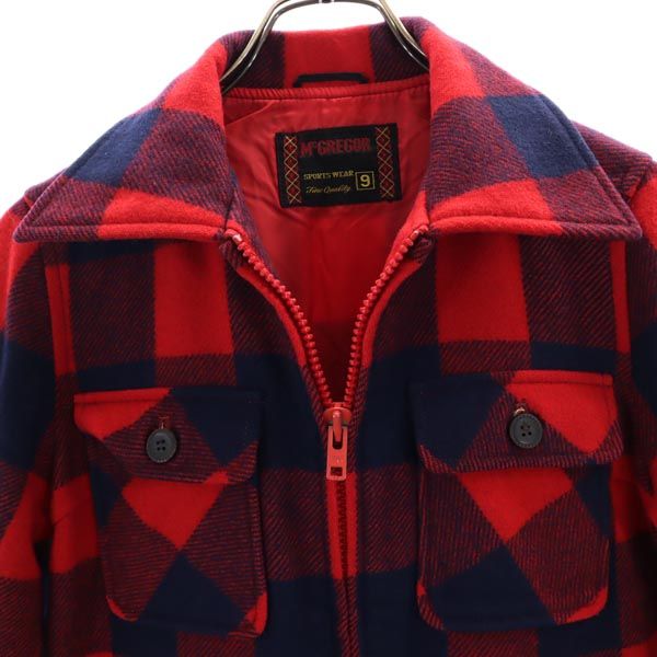McGregor マックレガー チェック柄 シャツ風 ジップジャケット 赤×紺 メンズ