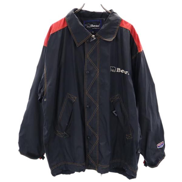Bear ベアー 90s ロゴ刺繍 ジップジャケット F 黒×赤 ジャンパー メンズ