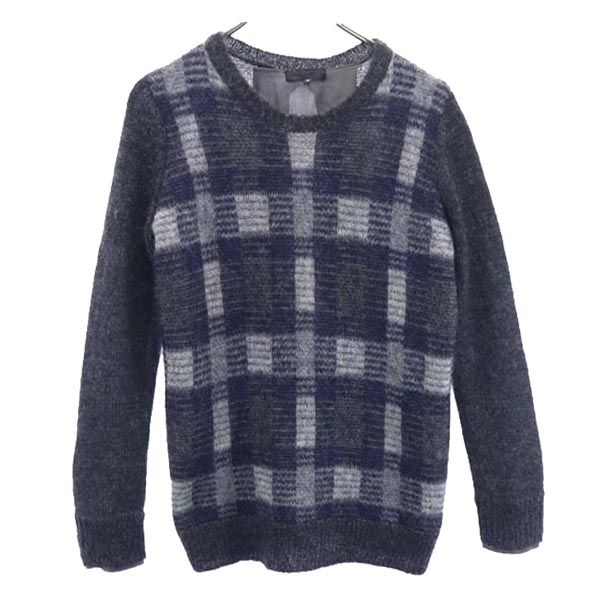 iCB アイシービー モヘアブレンド チェック柄 長袖 ニット S 黒系 セーター レディース