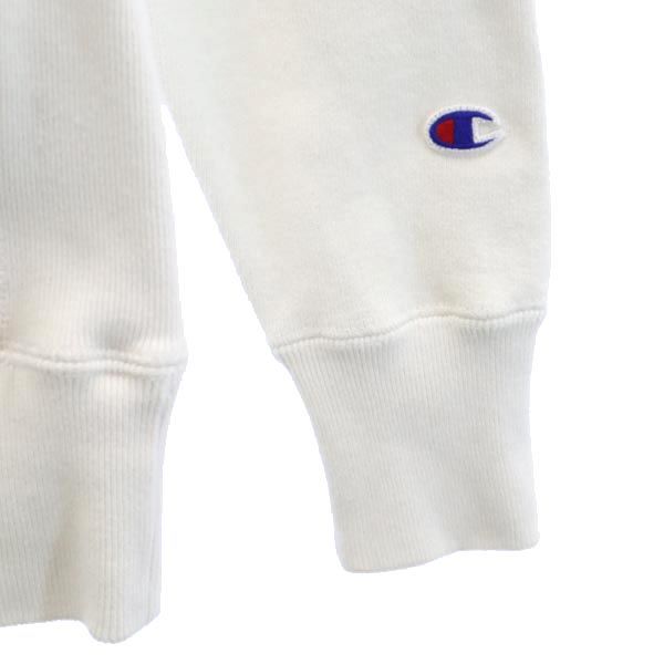 Champion チャンピオン 青単 復刻 リバースウィーブ ロゴ刺繍 長袖 スウェットパーカー XS 白系 裏起毛 REVERSEWEAVE メンズ