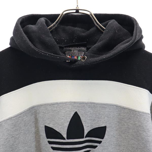 adidas アディダス 90s トレフォイルロゴ 長袖 スウェットパーカー M グレー系 プルオーバー トレーナー 裏起毛 レディース