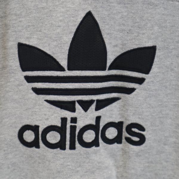 adidas アディダス 90s トレフォイルロゴ 長袖 スウェットパーカー M グレー系 プルオーバー トレーナー 裏起毛 レディース