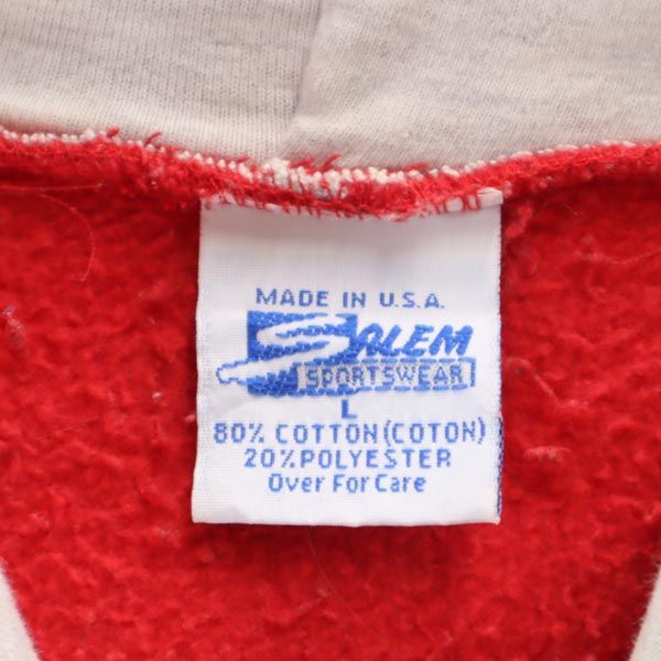 SALEM SPORTSWEAR セーラム スポーツウェア 90s オールド USA製 プリント 長袖 スウェットパーカー L レッド プルオーバー トレーナー メンズ
