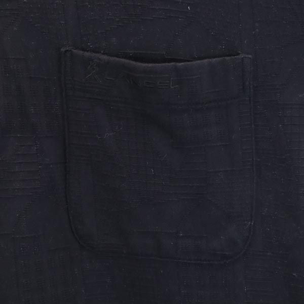 LANCEL ランセル 日本製 総柄 長袖 ポロシャツ LL ブラック ロゴ刺_ メンズ