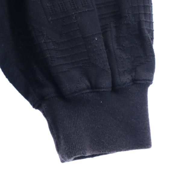 LANCEL ランセル 日本製 総柄 長袖 ポロシャツ LL ブラック ロゴ刺_ メンズ