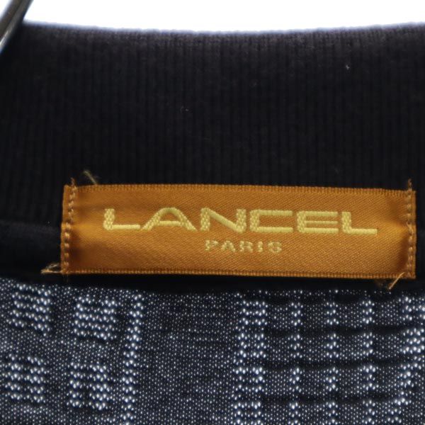 LANCEL ランセル 日本製 総柄 長袖 ポロシャツ LL ブラック ロゴ刺_ メンズ