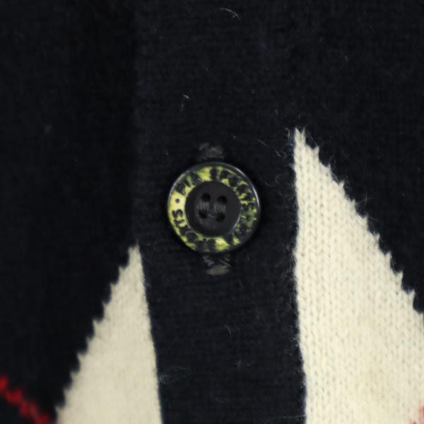 PIA SPORTS ピアスポーツ 日本製 ウールブレンド アーガイル ニットベスト 4 ブラック系 メンズ