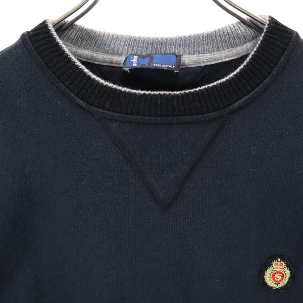 mila schon ミラショーン イタリア製 ロゴ刺繍 長袖 ニット 黒 セーター 裏起毛 メンズ