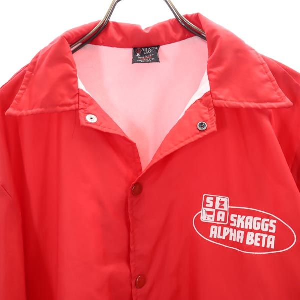 ARISTO JAC アリストジャック USA製 ロゴプリント ナイロンジャケット L 赤 メンズ