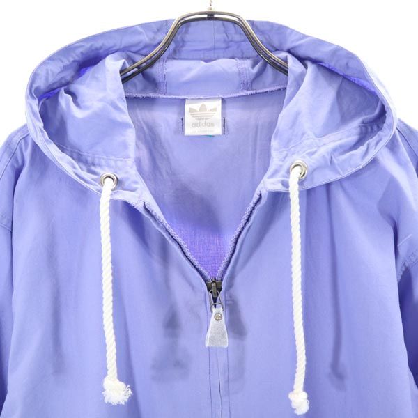 adidas アディダス コットンジャケット M 青紫 ジップパーカー フード付 メンズ