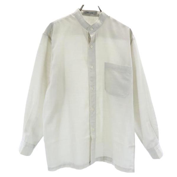 ピエールカルダン ウールブレンド 長袖 スタンドカラー シャツ M ベージュ Pierre Cardin メンズ