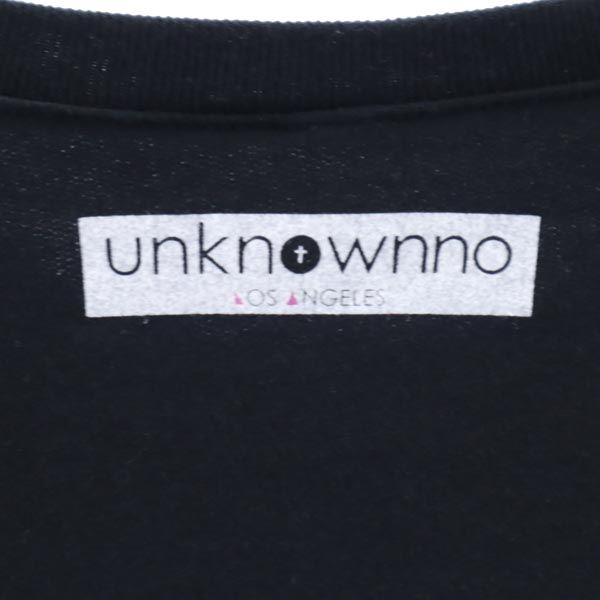Unknown London アンノウン ロンドン USA製 長袖 スウェット トレーナー S 黒系 裏起毛 メンズ