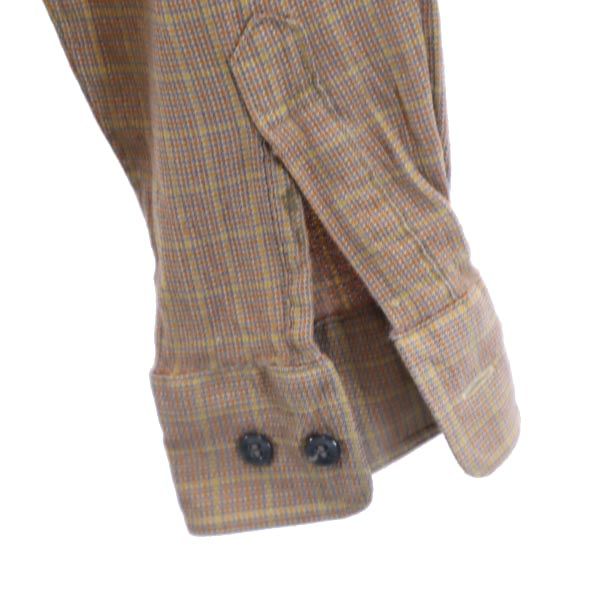 Pierre Cardin ピエールカルダン チェック柄 長袖 シャツ S 茶色 メンズ