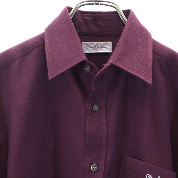 Pierre Cardin ピエールカルダン 長袖 ウールシャツ パープル系 メンズ