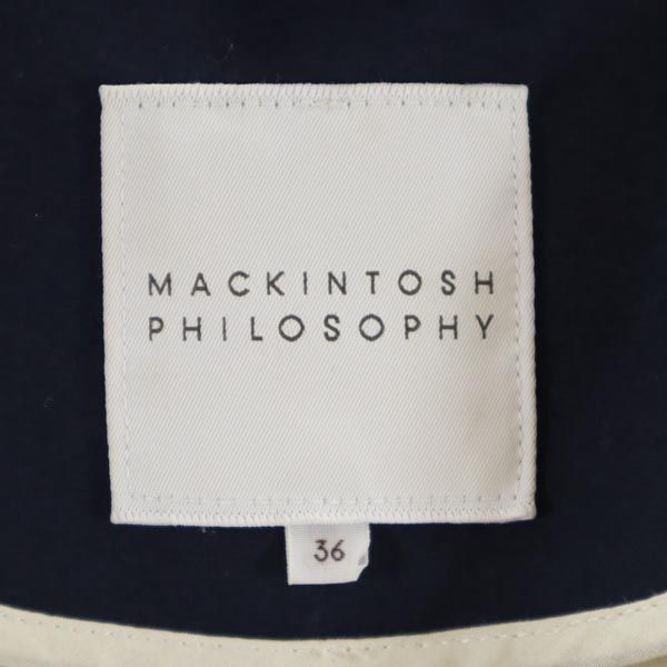 MACKINTOSH PHILOSOPHY マッキントッシュフィロソフィー 日本製 三陽商会 ノーカラーコート 36 ネイビー系 レディース