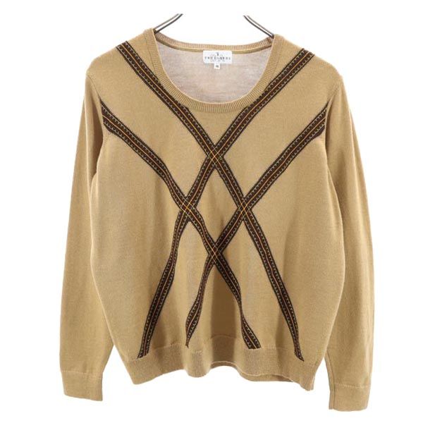 TRUSSARDI トラサルディ 日本製 ウール 長袖 ニット 46 ブラウン系 セーター レディース