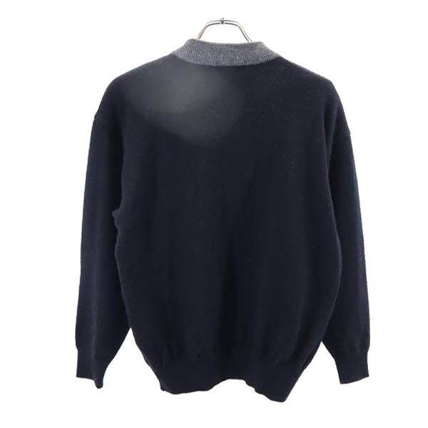 LANCEL ランセル ウール ハート柄 長袖 ニット ブラック×グレー セーター レディース