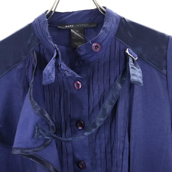 MARC JACOBS マークジェイコブス 長袖 バンドカラーシャツ M ネイビー レディース