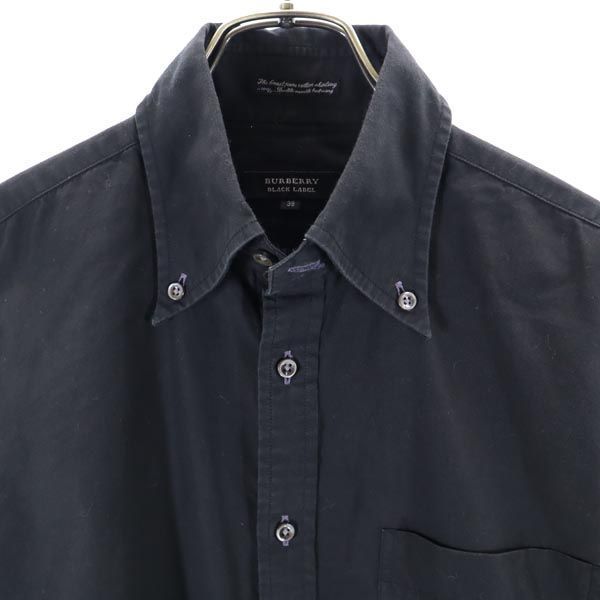 BURBERRY BLACK LABEL バーバリーブラックレーベル 三陽商会 長袖 ボタンダウンシャツ 39 ブラック メンズ
