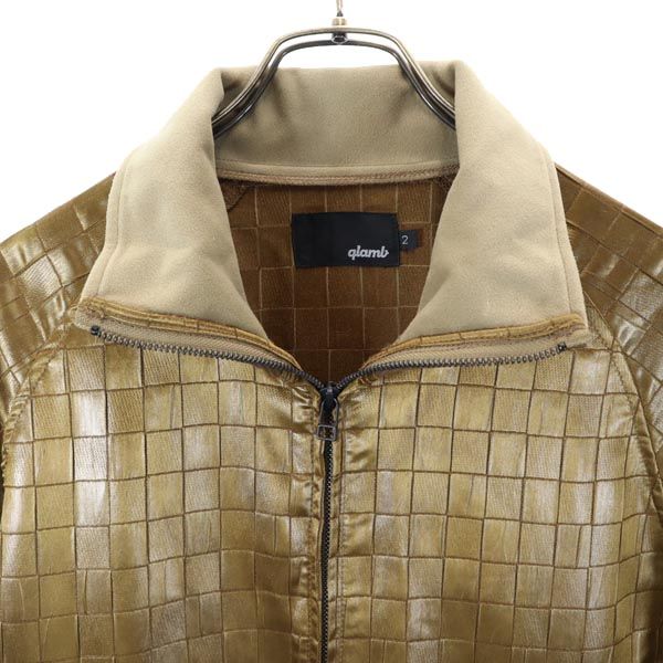 glamb グラム 日本製 ジップジャケット 2 ブラウン系 デザイン メンズ