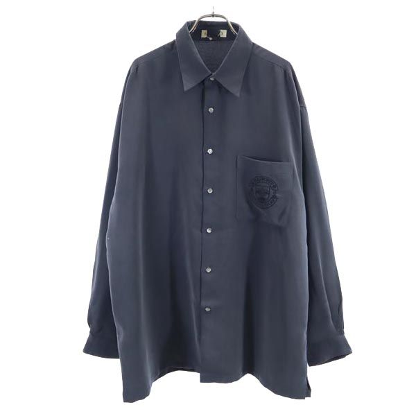 日本製 ロゴ刺繍 長袖 シャツ グレー メンズ